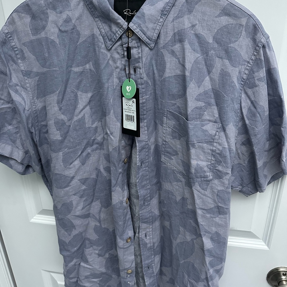 Rails Modern Floral Shadow Print Gray Button-Down Shirt